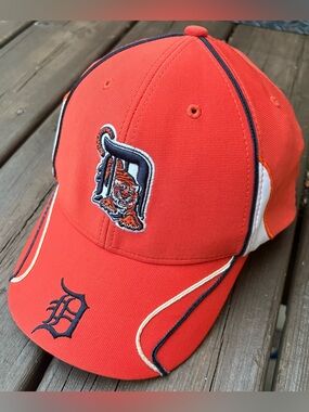 ‘47 Brand Detroit Tigers Orange Embroidered MLB Baseball Strapback Hat OSFA
